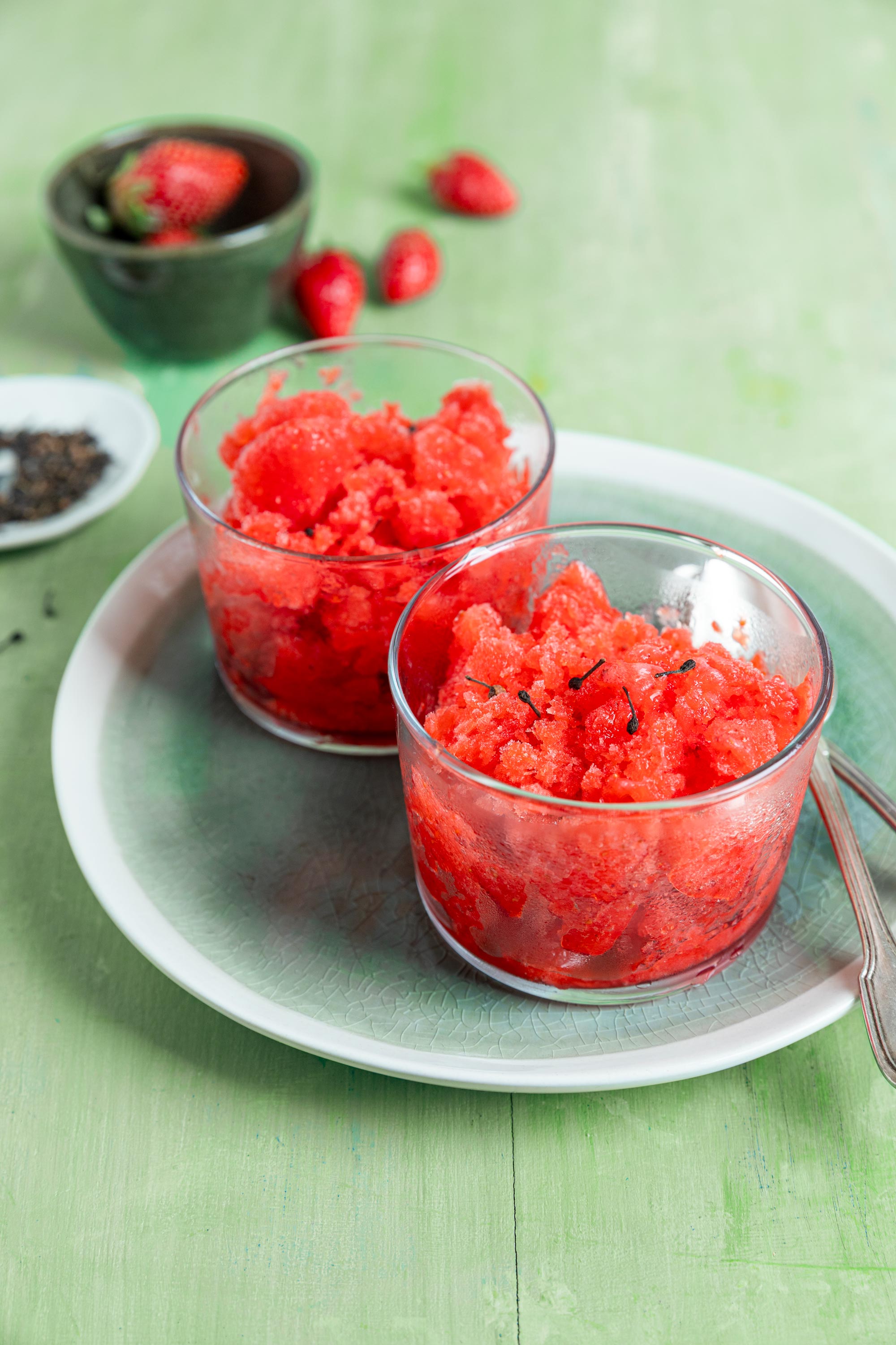 Granité fraise et poivre sauvage