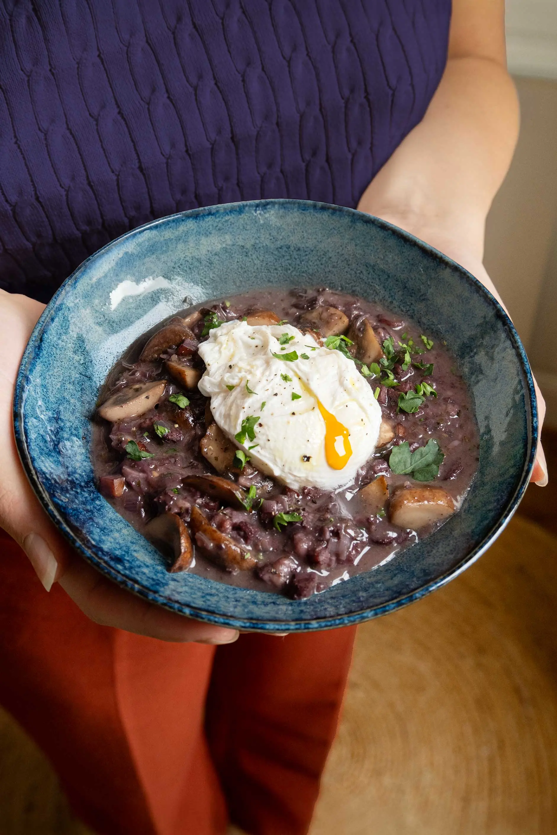 Oeuf meurette végétarien aux lardons végétaux